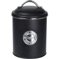 Opbevaringsdåser til kaffe/te/sukker, sort, metal