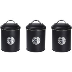 Opbevaringsdåser til kaffe/te/sukker, sort, metal
