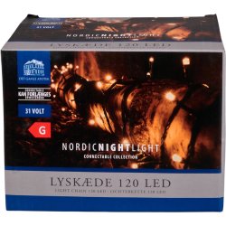 Lyskæde m/120 LED, 5,95m, forbindelig, varm hvid