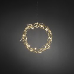 Lyskrans m. 32 LED lys, Guld,  Ø 30 cm