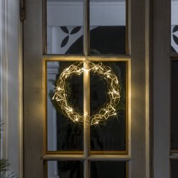 Lyskrans m. 32 LED lys, Guld,  Ø 30 cm