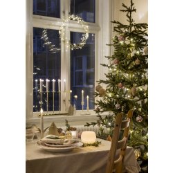 Lyskrans m. 32 LED lys, Guld,  Ø 30 cm