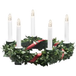 Luciakrone m. Grønne Blade og Bånd, 5 lys