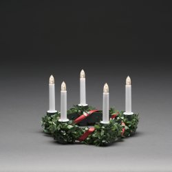 Luciakrone m. Grønne Blade og Bånd, 5 lys