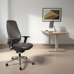 Palermo kontorstol i sort læder inkl. armlæn