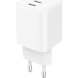 GEAR Oplader, 65W, 220V, 2x USB-C - Hvid