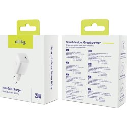 Allity Oplader, USB-C, 20W - Hvid