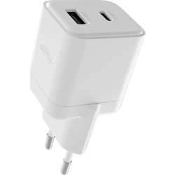 Allity Oplader, 1x USB-C, 1x USB-A, 20W - Hvid
