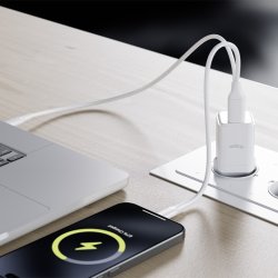 Allity Oplader, 1x USB-C, 1x USB-A, 30W - Hvid