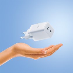 Allity Oplader, 2x USB-C, 45W - Hvid