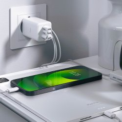 Allity Oplader, 2x USB-C, 1x USB-A, 65W - Hvid