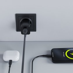 Allity Oplader, 1x USB-C, 1x USB-A, 20W - Sort