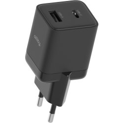 Allity Oplader, 1x USB-C, 1x USB-A, 30W - sort