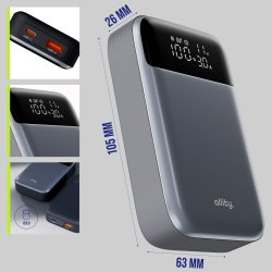 Allity Powerbank, 33W, 10000 mAh - Grå