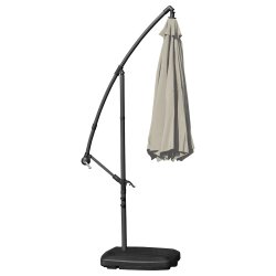 Hængeparasol Ø3m inkl. fod og overtræk, beige