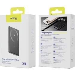 Allity Powerbank, trådløs - 20W, 5000 mAh - Grå