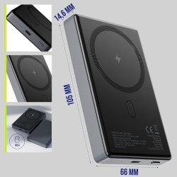 Allity Trådløs powerbank, 20W, 10000 mAh - Grå