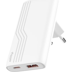 Allity Oplader, 1x USB-C, 1x USB-A, 65W - Hvid