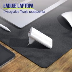 Allity Oplader, 1x USB-C, 1x USB-A, 65W - Hvid