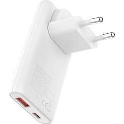 Allity Oplader, 1x USB-C, 1x USB-A, 65W - Hvid