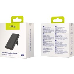 Allity Oplader, 1x USB-C, 1x USB-A, 65W - Sort