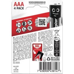 Energizer Max Alkaline AAA batteri, 4 stk.