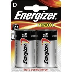 Energizer Max Alkaline D batteri, 2 stk.