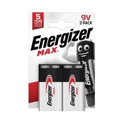 Energizer Max Alkaline 9V batteri, 2 stk.