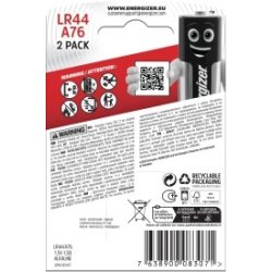 Energizer Alkaline LR44 knapcelle batteri, 2 stk.