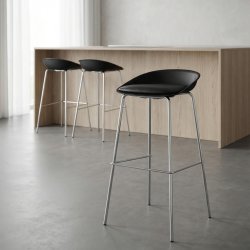 Detroit høj mødestol krom/sort