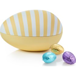 Gul/stribet Metalæg med luksusæg, 250 g