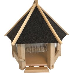 CARE-Bird Fuglefoderhus, træ m/net, sort tag