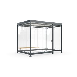 Köln Rygeskur m/bænk+askebæger, K3 d/b, forankring