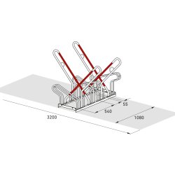 2500 XBF Cykelstativ, 2514, 4 cykler, dobbeltside