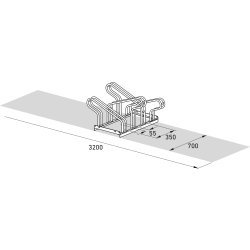 2000 Cykelstativ, 2154, 4 cykler, dobbeltside