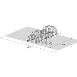 5000 Cykelstativ, 5158, 8 cykler, dobbeltside