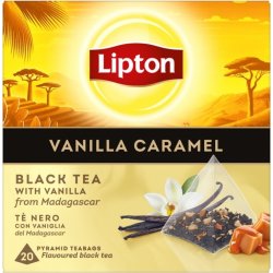 Lipton Sort te m. vanilje/karamel, 20 breve