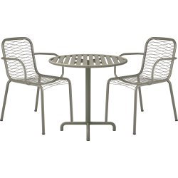 Ivy Cafébord ø76cm + 2 stole Ivy Wire, Olivengrøn