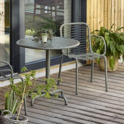 Ivy Cafébord ø76cm + 2 stole Ivy Wire, Olivengrøn