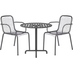 Ivy Cafébord ø76cm + 2 stole Ivy Wire, Antracit