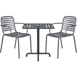 Ivy Cafébord L66cm + 2 stole Ivy Pipe, Antracit