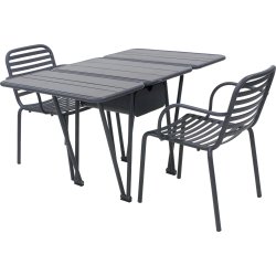 Ivy Foldebord + 2 stole Ivy Pipe, Antracit