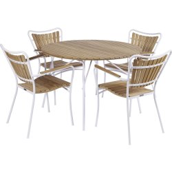 Magnolia Havebord ø110cm + 4 Marguerit stole, Hvid