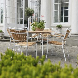 Magnolia Havebord ø110cm + 4 Marguerit stole, Hvid