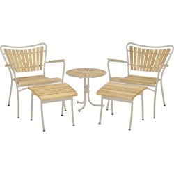 Marguerit Loungebord ø50+2 stole+2 skamler, Taupe