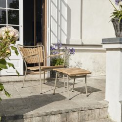 Marguerit Loungebord ø50+2 stole+2 skamler, Taupe