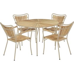 Marguerit Havebord ø110 cm + 4 stole, Taupe