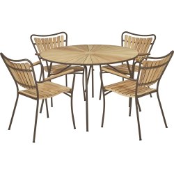 Marguerit Havebord ø120 cm + 4 stole, Mocca