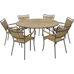 Marguerit Havebord ø140 cm + 6 stole, Mocca