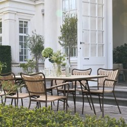 Marguerit Havebord L200cm + 6 stole, Mocca